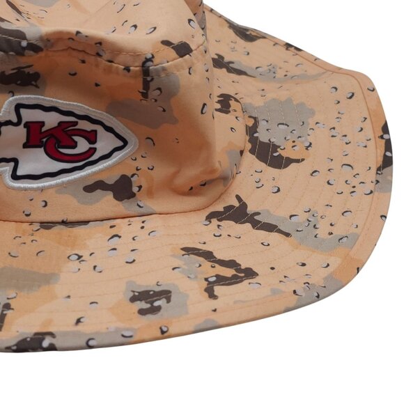 Kansas City Chiefs Bucket Desert Camo Boonie Hat  Khaki 14" Brim Adjustable Cord - Picture 3 of 4